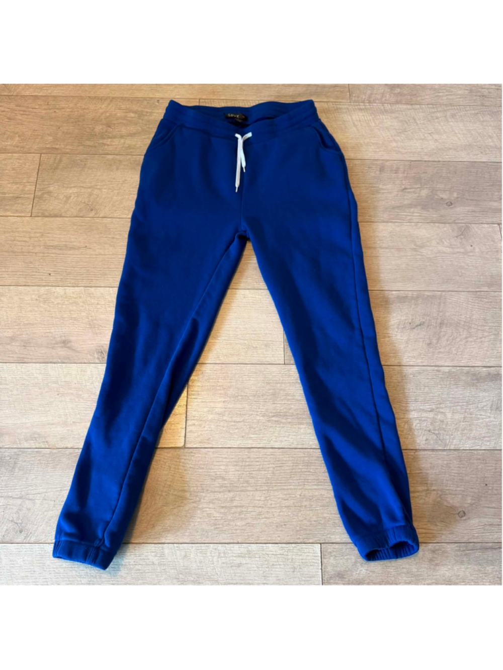 Women's Blue Jogger Sweatpants with White Drawstring,
